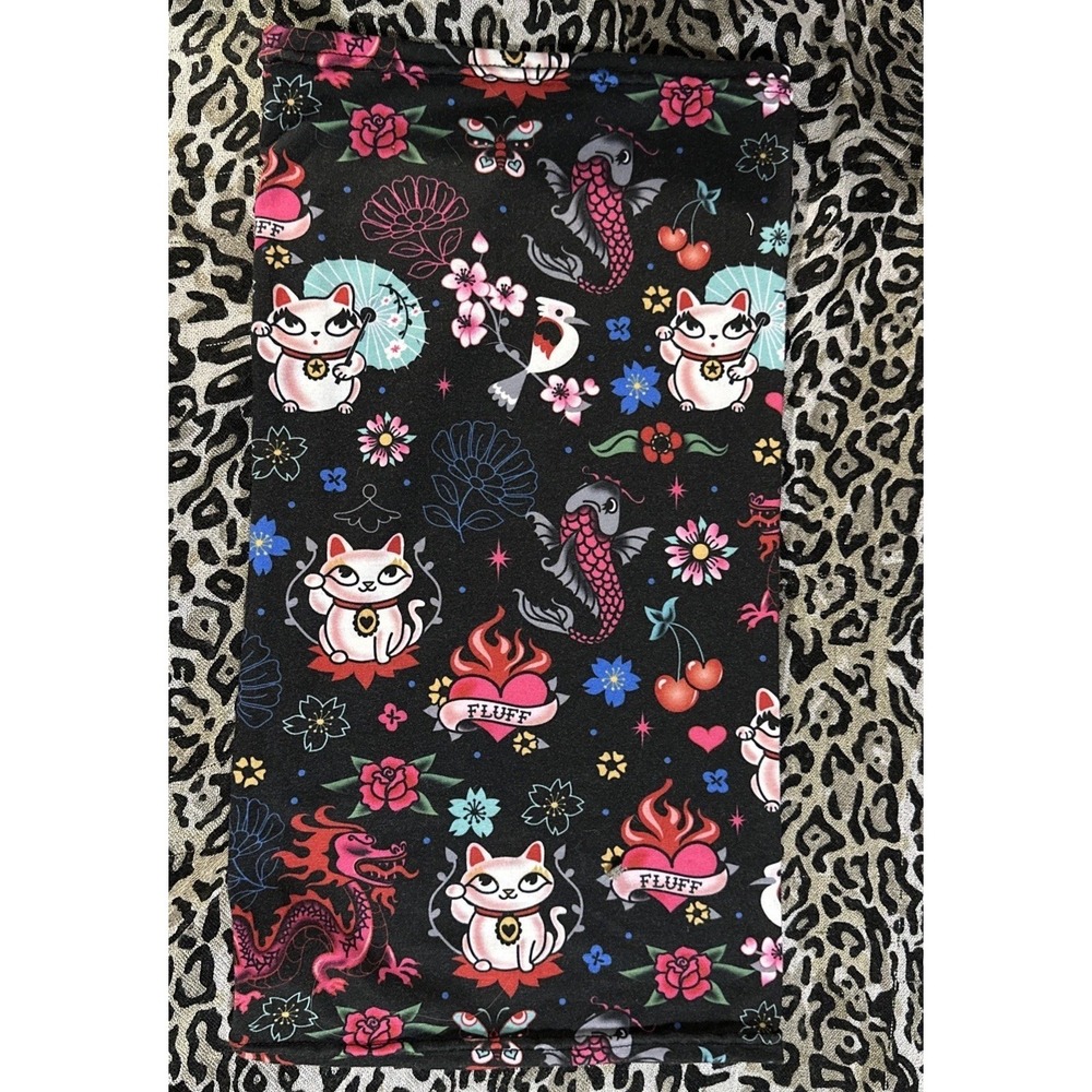Original Miss Fluff Neck Gator Ski Snowboard Mask ! Tattoo Cats Koi